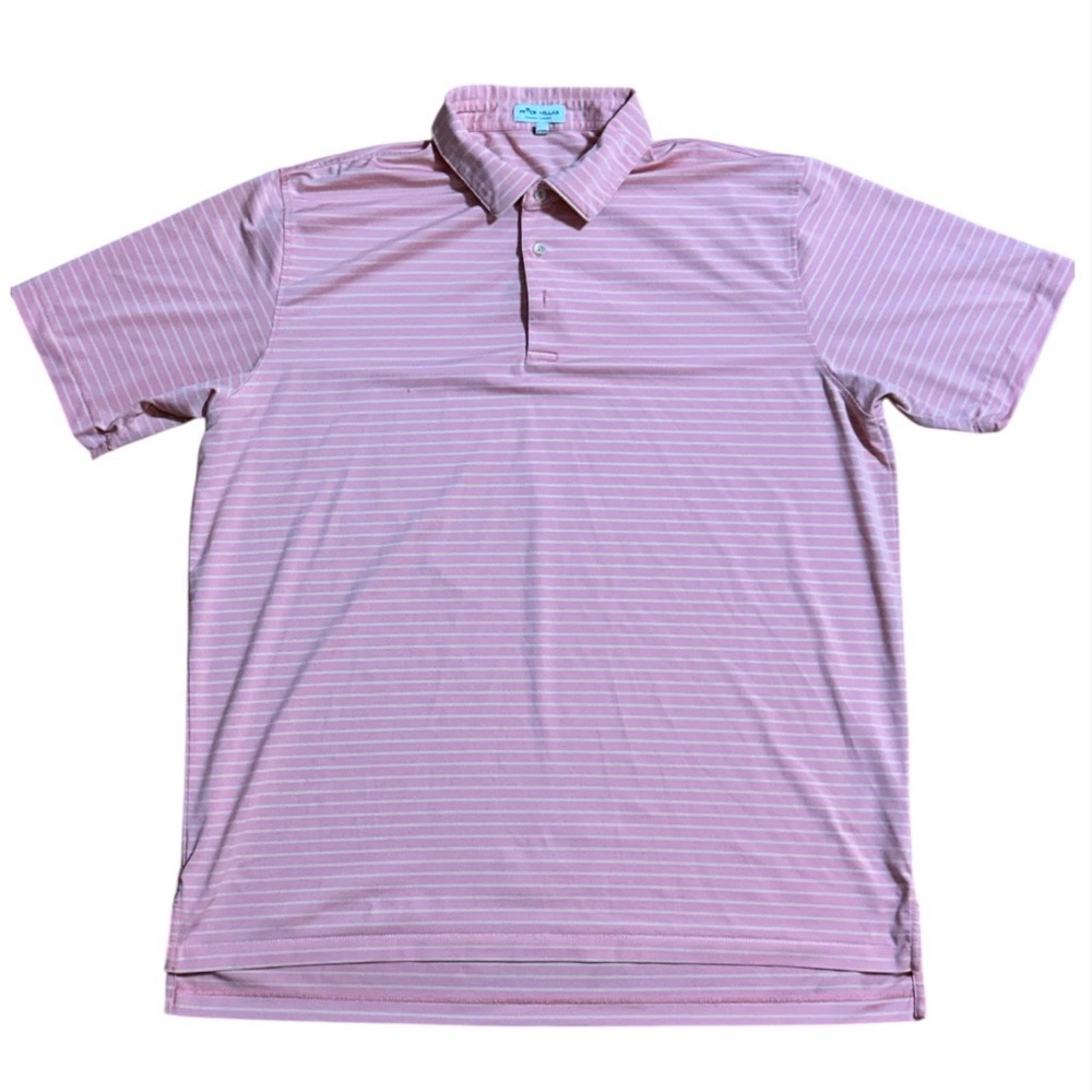 PETER MILLAR Light Pink Striped Men's Polo Shirt